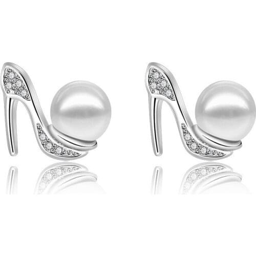 1 Pairs 925 Sterling Silver Ear Stud Earrings for Women Girls Zircon Shoe Earring Jewelry Fashion Cute Luxury Brincos 2020 New