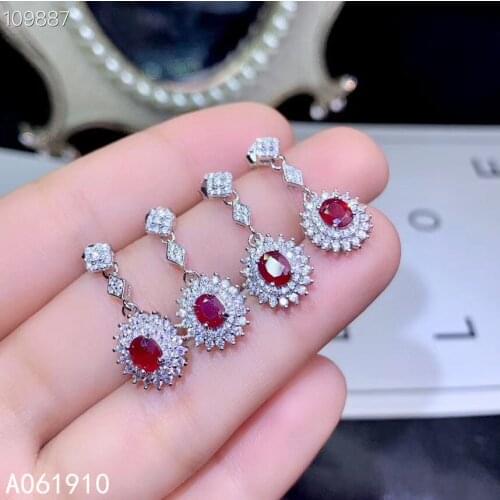 KJJEAXCMY boutique jewelry 925 sterling silver inlaid natural ruby gemstone Luxury Popular womens earrings support detection