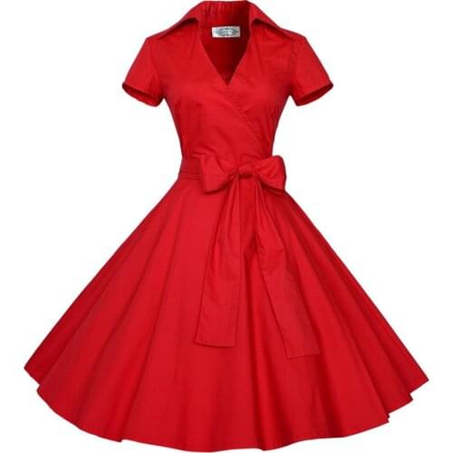 Women Hepburn Summer Dress 2020 Short Sleeve Tunic Robe Vintage 1950s Retro Office Party Vestidos Big Swing Cotton Woman Clothes