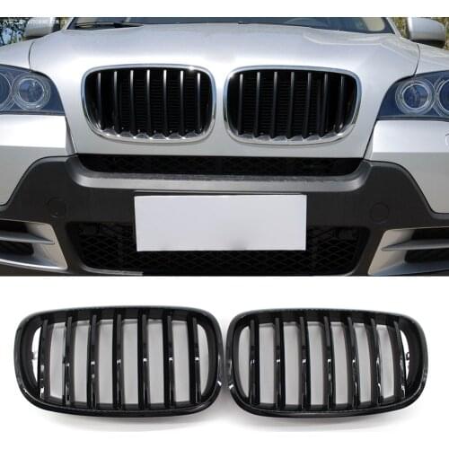 1 Pair for BMW E70 X5 E71 X6 2007-2013 Kidney Grille Gloss Black Front Kidney Double Grill Car Accessories Coupe