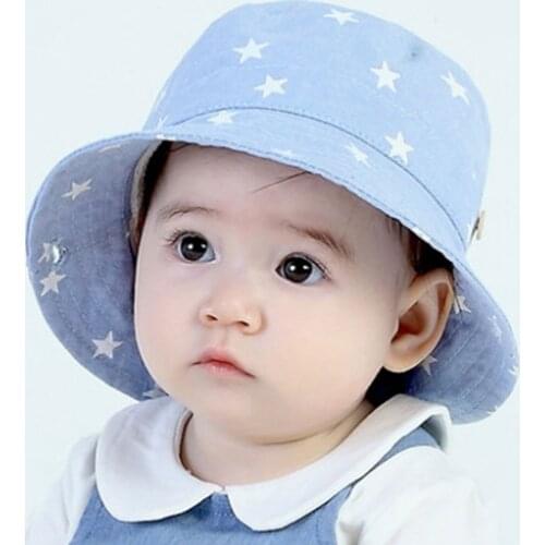 1pc Spring Children Boys Girls Bucket Hats Soft Infant Summer Sunscreen Caps Fisherman Cotton Denim Travel Outdoor Baby Sun Hat