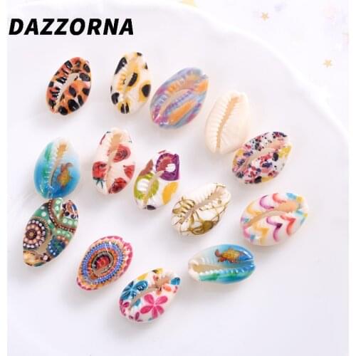10-40Pcs/Pack Choose Colors Acrylic Beads With Hole Cute Pattern Cartoon Shell Shape Loose Spacer Beads For Jewelry Making DIY