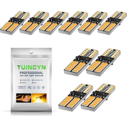 10pcs/lot T10 LED Bulb Car W5W LED Signal Light 12V 6000K Auto Wedge Side interior Dome Reading Lamps 4014 24SMD White Red Blue