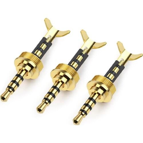 10pcs Audio Jack 2.5mm 4 Poles Pure Copper Gold-Plated Plug Headphone Connector General 7.2 Thread DIY Replace Earphone Adapter