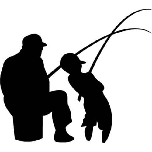 14.2cm*16cm MAN AND BOY FISHING Fun Vinyl High-quality Decor Decals Car Sticker Laptop Suitcase Sticker