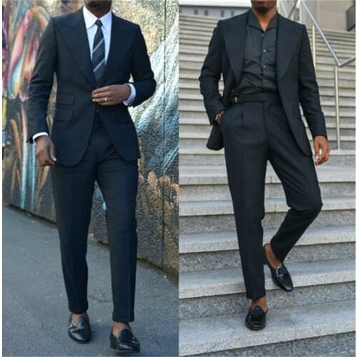 2021 Black Wedding Tuxedos Fashion Slim Fit Mens Suits Groom Wear For Wedding Party Formal Prom Blazer (Jacket+Pants)