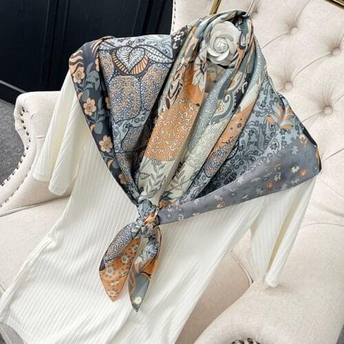 2021 new spring women scarf quality shawl silk fashion scarf headscarf beach sunscreen bag headscarf scarf 90cm*90cm