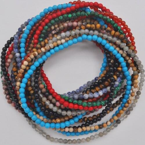 4MM Labradorite/Tigereye/Howlite/Garnet/Green Malachite/Sodalite Bracelet Necklace Stretch 22 Inch Jewelry For Woman Gift