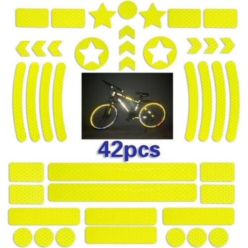 42PCS Bicycle Body Reflective Sticker Night Safety Logo Grid Stripe Warning Strip MTB Scooter Helmet Body Reflective Sticker