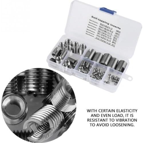 50Pcs/Box Stainless Steel Self-tapping Thread Sheath M3 M4 M5 M6 M8 M10 M12 Thread Reinforcement Wire Helicoil Thread Repair Kit