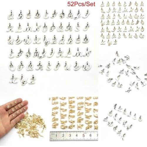 52pcs Initial Charms 26 English Alphabet Letter Charm Pendants For Women Man DIY Necklace Bracelet Jewelry Making A-Z