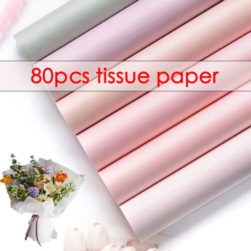 80pcs Flower Tissue Paper Wrapping Paper 75*52CM Craft Paper Floral Packaging Paper Gift Decorative Paper Home Scrapbook Paper