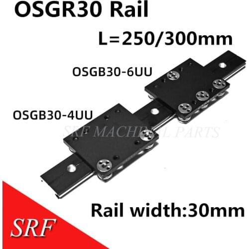 30mm width Aluminum roller linear guide rail external dual axis linear guide 1pcs OSGR30 L=250/300mm+1pcs OSGB30UU block