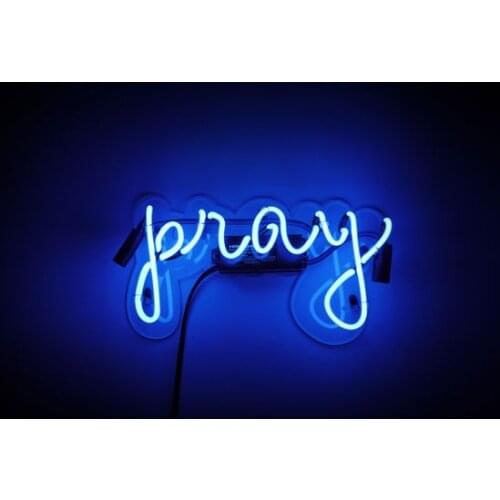 14“ Pray Blue Acrylic Custom Neon Light Lamp Sign Beer Bar Handmade Real Glass Decorate Home Wall Room Windows Tube Artwork