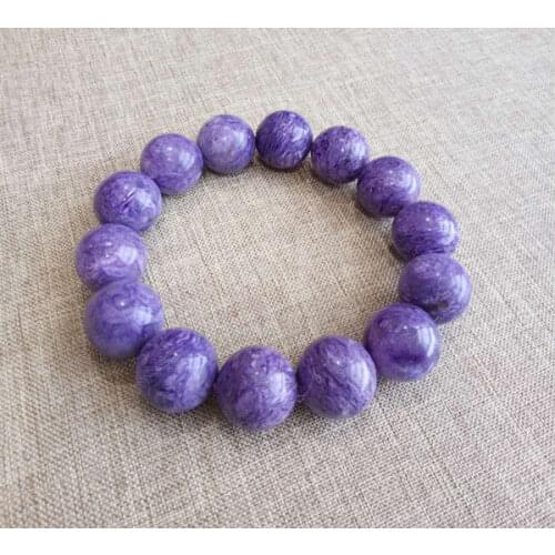 Free Shipping Genuine Natural Purple Charoite Crystal Round Beads Bracelet 16mm AAAA