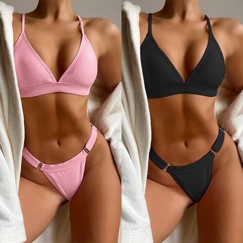 Bikini 2021 Women Sexy Bikini Swimwear Solid Color Two-piece Swimsuit Swimming Beachwear Женский Купальник