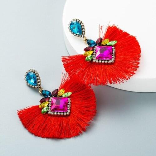 Bohemian Ethic 5 Color Tassel Sector Earrings for Woman Party Wedding Jewelry Accessories