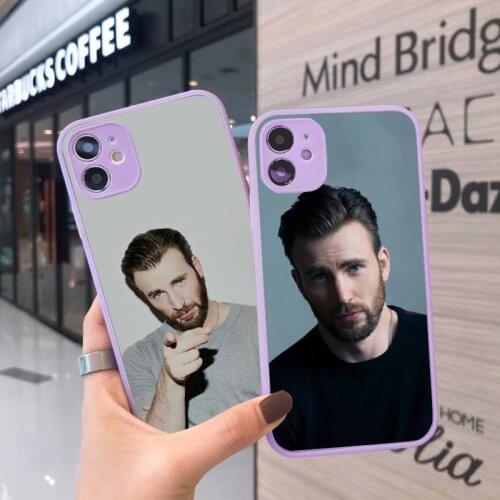 Chris Evans Phone Case For iPhone 12 11 Mini Pro XR XS Max 7 8 Plus X Matte transparent Purple Back Cover