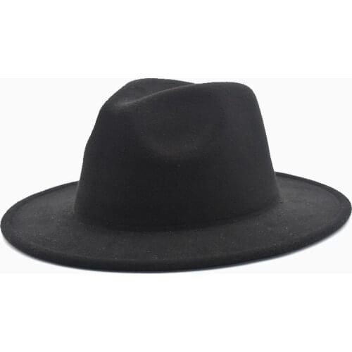 FashionThe New Winter Autumn Wool Men Women Fashion Felt Fedora Hat Western Cowboy Cowgirl Cap Jazz hat Lady church hat with big