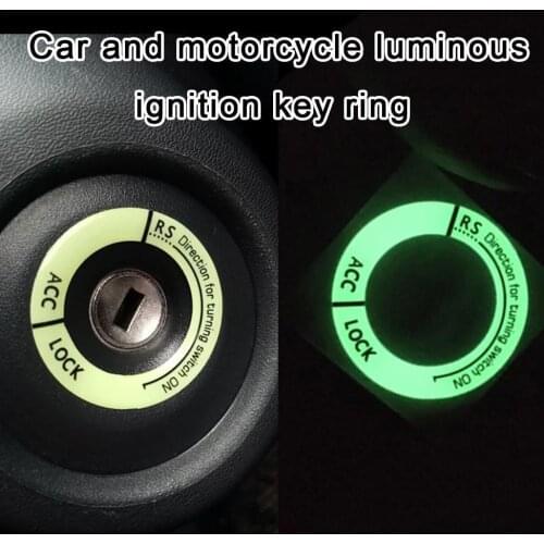 Fluorescent Luminous Car Ignition Key Ring Sticker 3D Switch Cover Auto Motorcycle Styling Decoration Key Circle Accessories