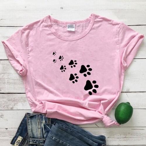 Cute Dog Cat paw Printed T-shirt Funny 90s Fur Mama Gift Tshirt Harajuku Summer Women Graphic Grunge Top Tee Shirt Dropshipping
