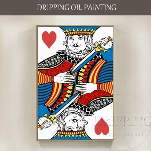 Artist Pure Hand-painted Large Canvas Poker Oil Painting for Wall Decor Hand-painted High Quality Poker Painting Gift for Friend