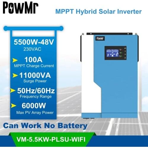PowMr 5500W Inverter 100A MPPT Controller 2 in 1 Max 6000W Input Solar Panel Kit Complete Off Grid Power Supply System For Home