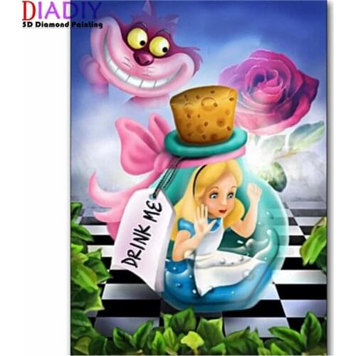 Full Square/Round drill 5D DIY diamond Painting Cross Stitch Alice in Wonderland Diamond Embroidery Mosaic Rhinestone Gift