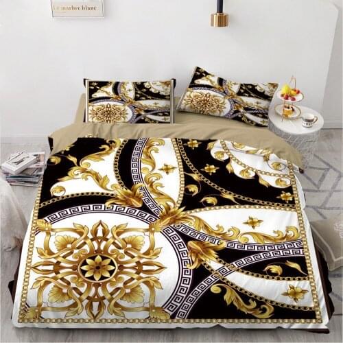 2/3 Pieces Golden Flowers Bedding Set Home Retro Duvet Cover Single Queen King Size Bed Cover Set For Bedroom Bed Quilt Cover