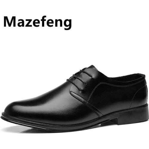 Mazefeng New Men Dress Shoes High Quality Leather Formal Shoes Men Big Size 39-44 Oxford Shoes for Men Fashion Office Shoes Men