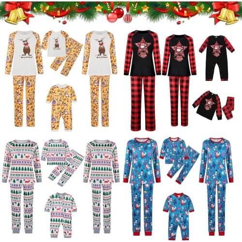 Father Son Mother Daughter Clothes Cartoon Printed Christmas Family Matching Pajamas Set Adult Kids Sleepwear Suit Baby Romper