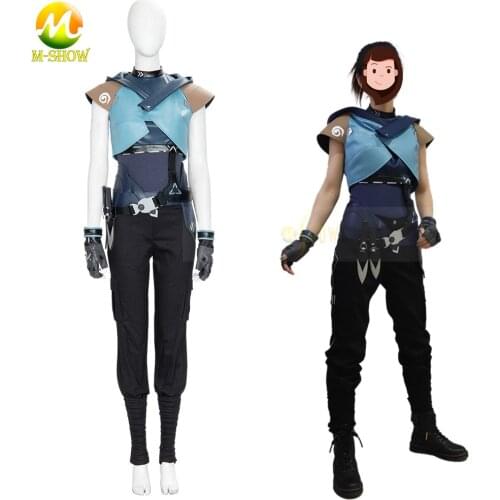 Hot Game Valorant Jett Cosplay Costume Halloween Carnival Outfit Women Fancy Party Suit PU Leather Coat Full Set