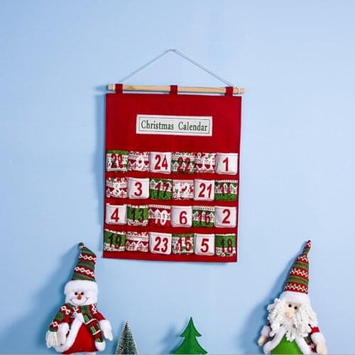 Christmas Countdown Calendar Storage Hanging Bag Printed Multi-Layer Candy Storage Bags Christmas Advent Calendar Bags