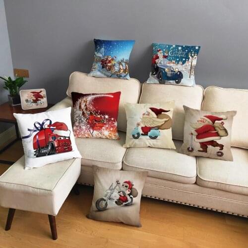 Merry Christmas Cartoon Santa Claus Soft Short Plush Cushion Cover for Sofa Home Decor Throw Pillowcase Pillow Case 45*45cm