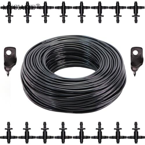 5-140M Garden Watering 3/5mm Hose Irrigation Pipe 1/8'' Tubing Greenhouse Bonsai Plant Flower Drip Arrow Dripper 2-Way Connector