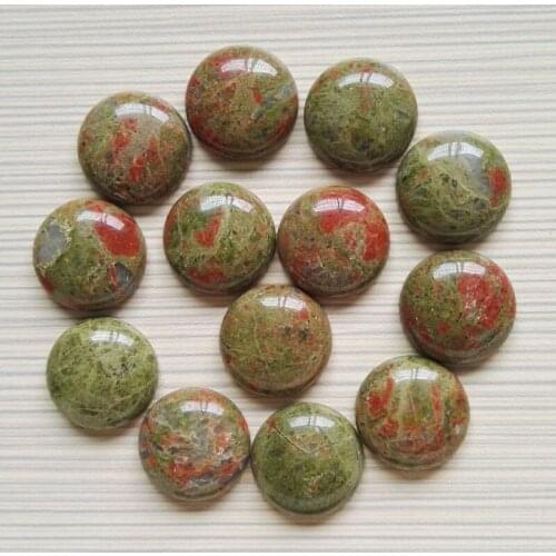 Unakite 20MM 20PC Natural Stone round Beads Charm top quality cabochon no hole Fashion beads for jewelry making Wholesale
