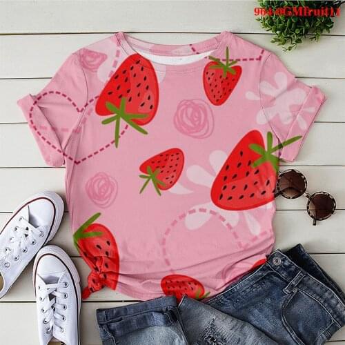 Women Tshirt Strawberry Watermelon Fruit Tshirt Summer Ladies Kawaii 90s Fashion Casual Clothes Female Tee Top Graphic T-shirt