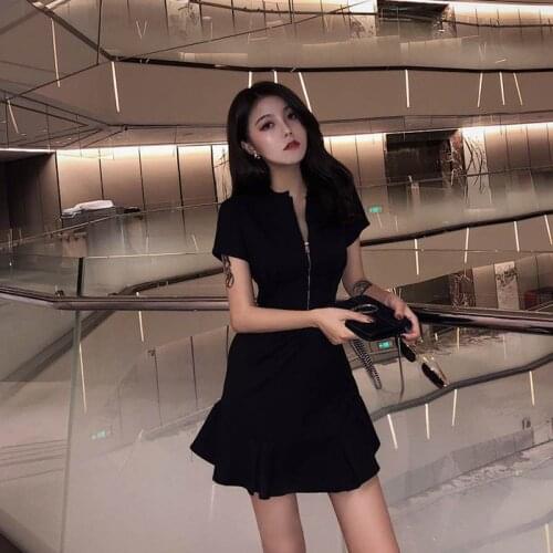 Nightclub Womens Clothing 2021 Summer Hepburn Style Slimming Scheming Little Black Dress Fashionable Retro Gothic Young Sexy