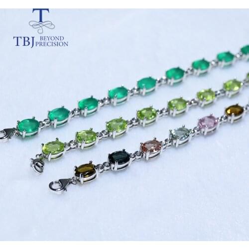 10.5ct tourmaline agate peridot Natural Gemstone Bracelet 925 sterling silver fine jewelry for women wife gift tbj promotion