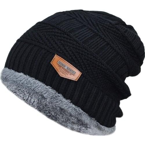 Winter Hats For Women Caps For Men Double-Layer Plus Velvet Solid Color Thick Warm Knitted Pullover Riding And Windproof Hat
