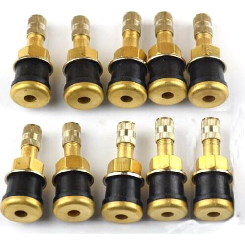 10 Pieces TR501 46mm Length Car Truck Motorcycle Tubeless Tire Valve Stem Kit - Gold