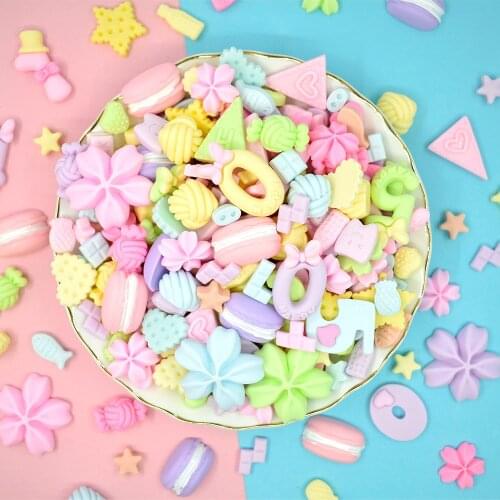 100pcs Anime Kawaii DIY Multicolor Random Mix Miniature Candy Cake Beads Resin Accessories Jewelry Material Gift Toy