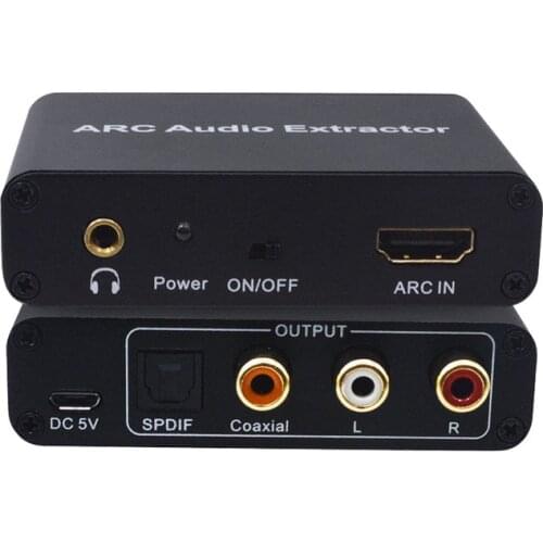 192KHz Aluminum ARC Audio Adapter Audio Extractor Digital To Analog Audio Converter DAC SPDIF Coaxial RCA 3.5mm Jack Output