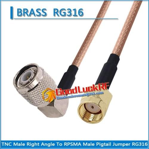 1X Pcs TNC Male Right Angle 90 Degree to RP-SMA RPSMA RP SMA Male Coaxial Type Pigtail Jumper RG316 Cable N to RPSMA Low Loss