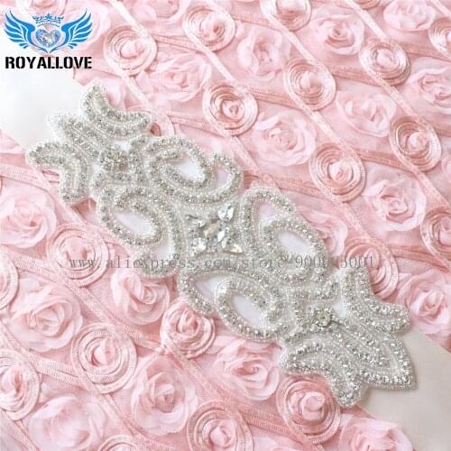 30 pcs Blingbling Rhinestone Crystal Appliques For Wedding Bridal Motif Applique Pearls Sew Iron On Sash Belt Dress Decorations