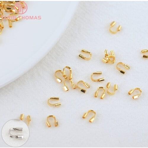 100PCS 5x4MM 24K Gold Color Plated Brass Thread Protector Clasps High Quality Diy Jewelry Accessories
