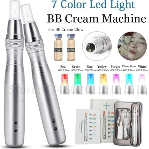 7 cores led luz derma caneta bb creme brilho tratamento kit para bb creme soro para remover acne cicatriz reduzir estrias mts