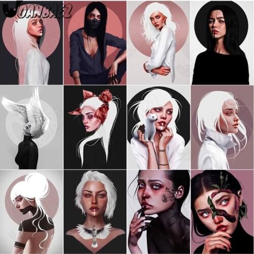 Diamond Painting 5D Diy Fashion Beauty Mosaic Cross Stitch Kit Black and White Full Diamond Hand Embroidery Inlaid Home Decor