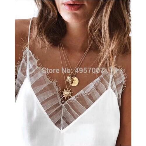 Elfbop White/Black/Wine Red/Pink 100% Silk Women Sexy Lace Camis Top