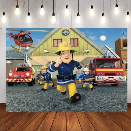 Fireman Sam Backdrop Boys Birthday Party Baby Shower Customized Photography Background Photo Studio Decor Banner Prop